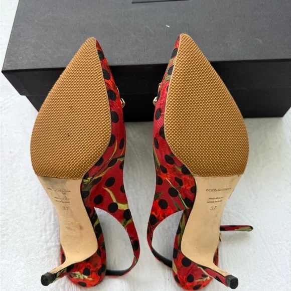 Dolce & Gabbana Red Polka Dot Embellished Heels size 7 - Picture 11 of 12
